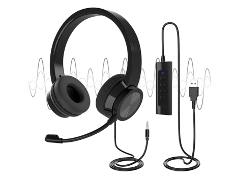 DCU Tecnologic Auriculares ANC Bluetooth Diadema + Jack Negro