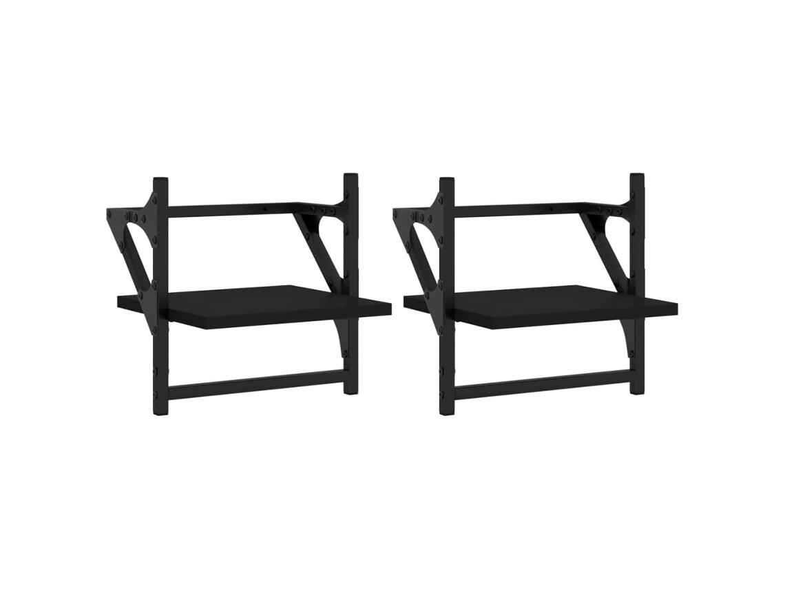 Maison Exclusive - Estantes De Pared Con Barras 2 Unidades Negro 30x25x30 Cm