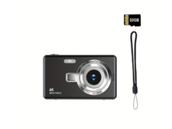 Cámara Digital Portátil 4k Hd Con Enfoque Automático Y Tarjeta De Memoria 32g Y Luz De Relleno Veanxin (negra)