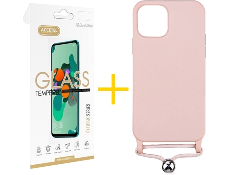 Kit Carcasa y Protector 1 X iPhone 11 Pro Skyhe Gel Rope Rosa