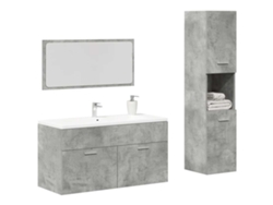 Juego de 3 piezas. Muebles de baño derivados de madera gris cemento Wsd37521 Lovely Home