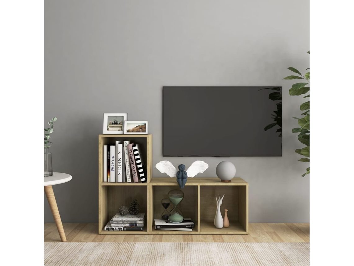 Estantería/Muebles de TV 2 Pzs 72X35X36,5 Cm Contrachapado Roble Sonoma