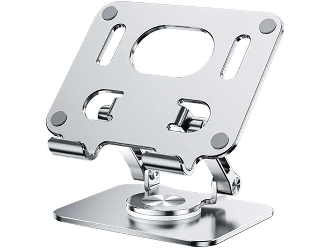 Soporte Giratorio De 360° Para Tablet, Mini Escritorio Plegable Con Altura Ajustable, Color Plata.