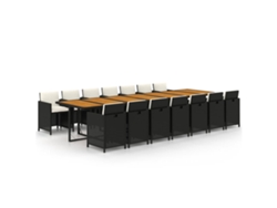 Maison Exclusive - Set Comedor De Jardín Con Cojines 15 Pzas Ratán Sintético Negro