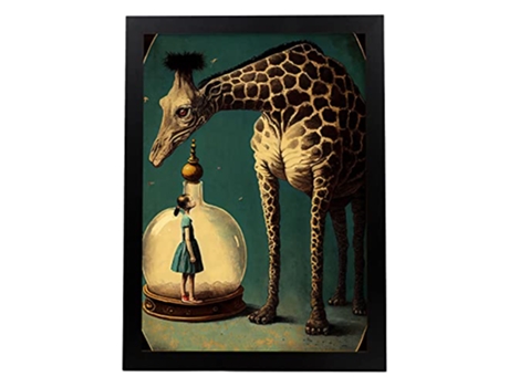 NACNIC Poster Jirafa En Estilo Surrealismo Cinematográfico Ilustraciones Y Grabados De Historieta Abstracta Y Artística A3 Marcos Negros