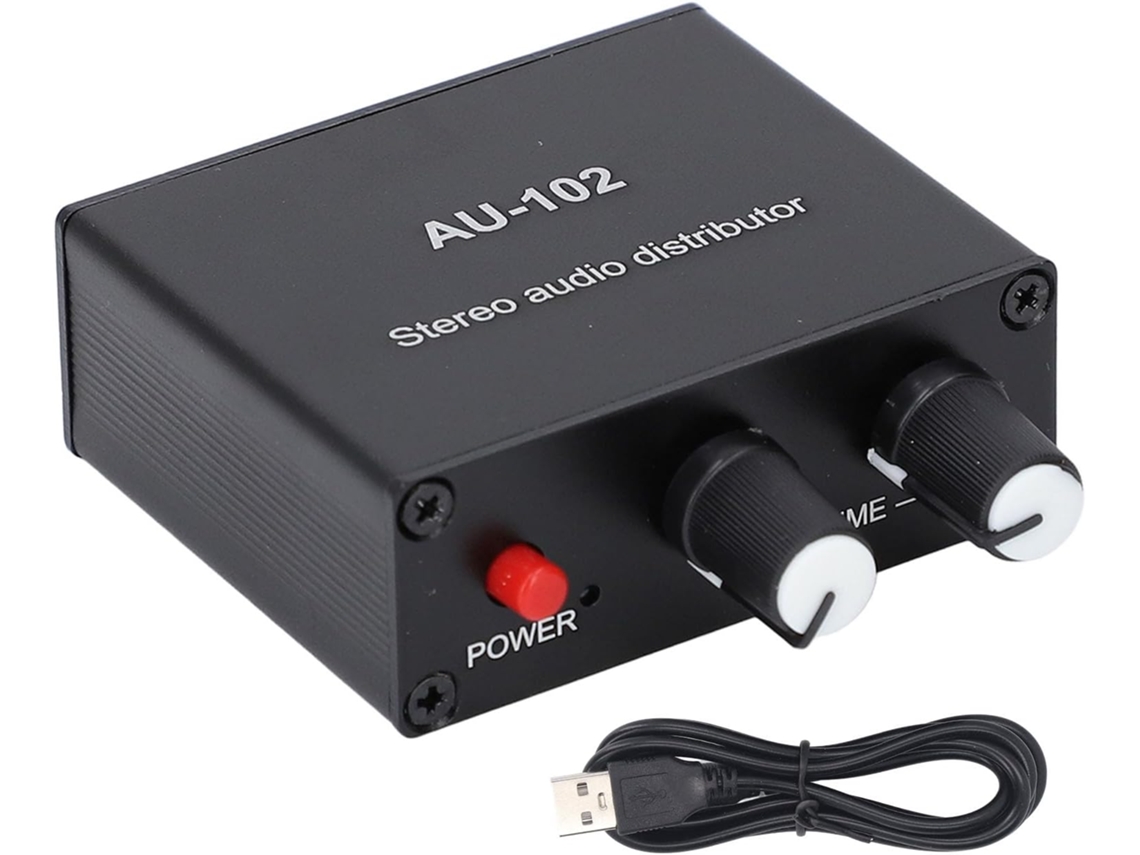 Distribuidor De Sonido Activo, Mini Amplificador De 2 Vías, 1 Entrada Y 1 Salida.