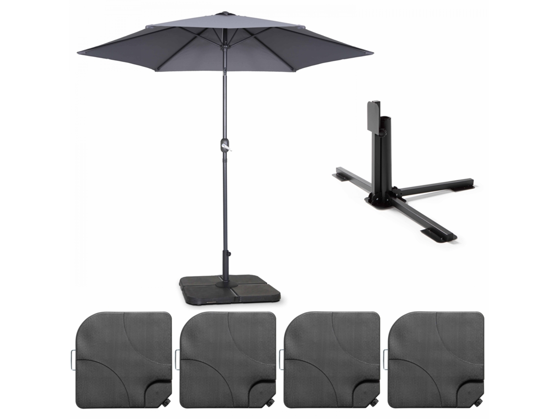 Parasol Derecho Inclinable De 3m Y 4 Losas Para Rellenar De Color Gris