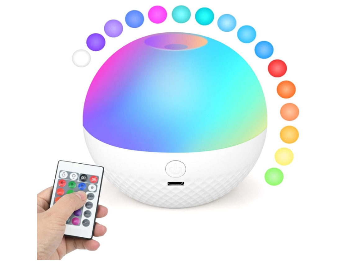 Luz Nocturna para Niños, Luz Nocturna Táctil Luz LED para Dormitorio con Control Remoto 16 Colores Cambio de Brillo Ajustable USB Recargable(Blanco) CHRONUS