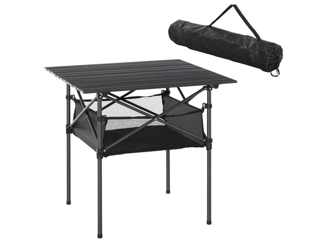 Mesa Camping,plegable,aluminio,ligera,portátil,bolsa Red,70x70x69cm,gris