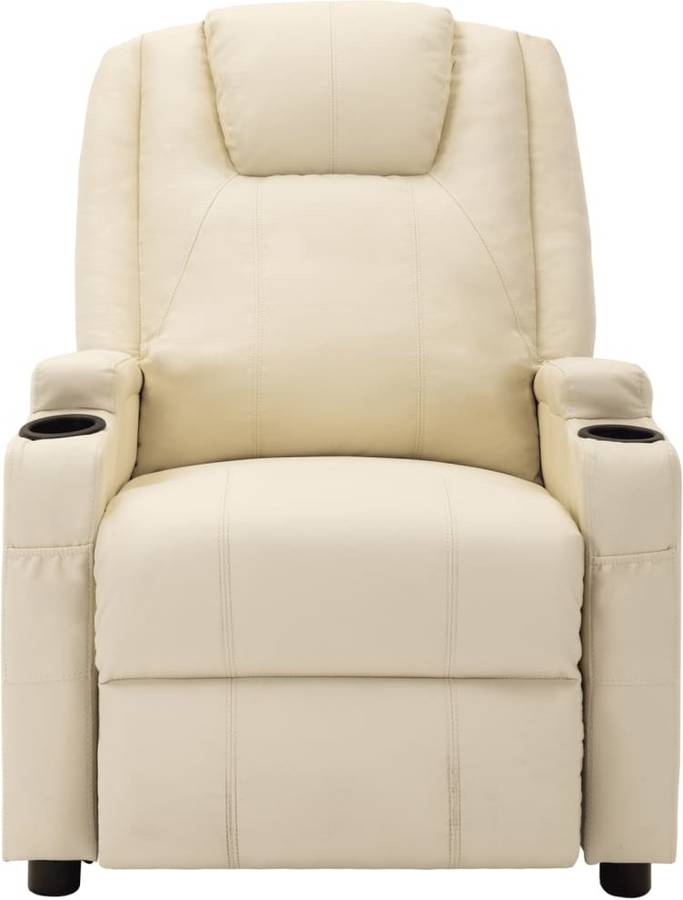 Vidaxl De Masaje reclinable ajustable asiento oficina mueble elevable piel crema 75x88x106cm 34