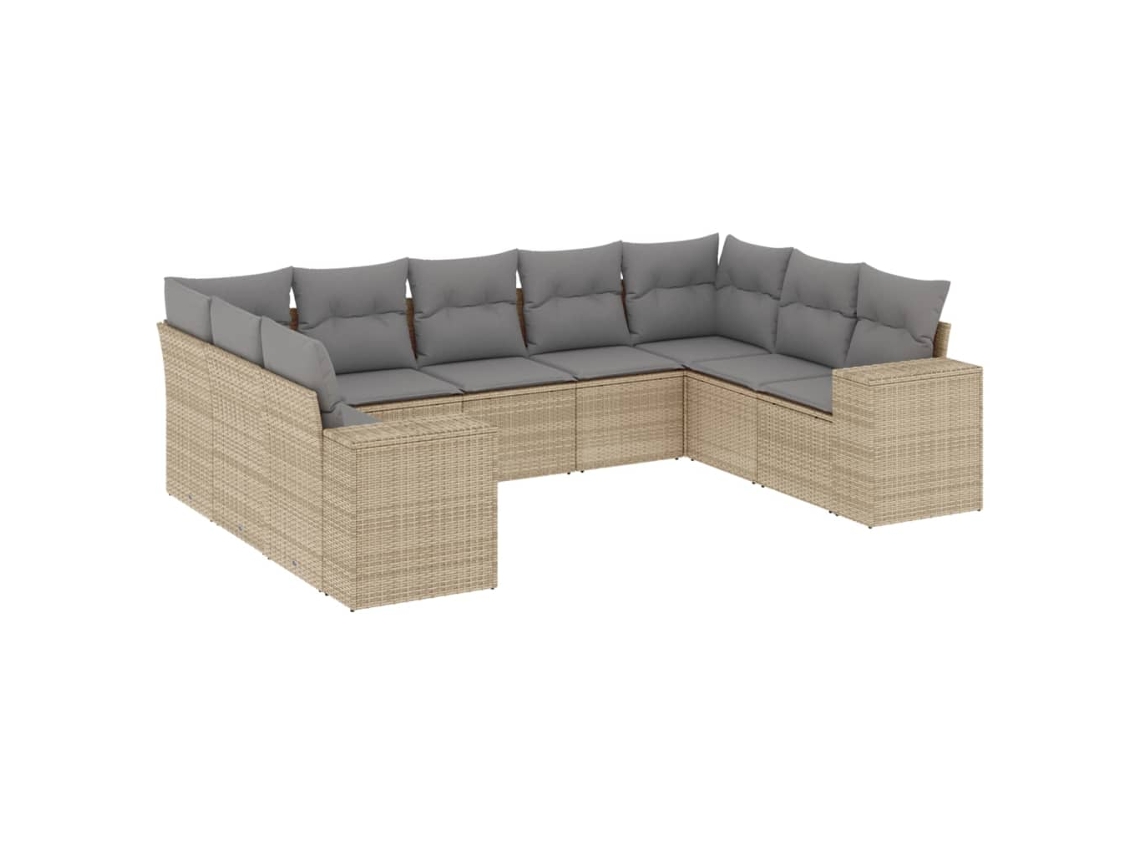 Conjunto de 9 sofás de jardín con cojines de mimbre beige MAISON EXCLUSIVE (90x200 cm)