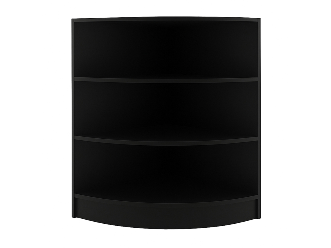 Encimera esquinera curva MonsterShop de MDF negro, 60x60x90 cm, 3 estantes, modular