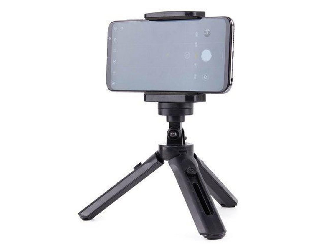 Mini trípode con soporte para teléfono móvil, soporte para cámara Selfie, soporte para GoPro negro