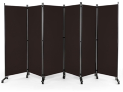 Biombo de Dormitorio de 6 Paneles, Separador de Ambientes Plegable, Pantalla de Privacidad Rodante de 172 cm con Ruedas Bloqueables COSTWAY