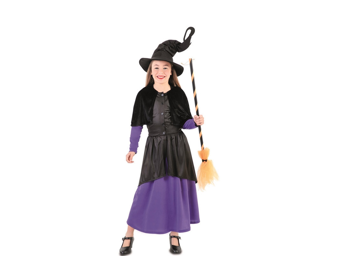 Disfraz de Niña EUROCARNAVALES Bruja Morado Glamour (7-9 años)