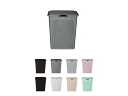 Cesto Para La Colada 38l De Plástico Con Asas - Cubo Ropa Sucia Con Tapa  49 X 39 X 30 Cm Plata 38 Litros