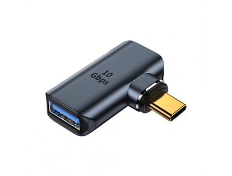 Adaptador magnético OTG USB tipo C Usb3.0 hembra a conector macho tipo c 10 gbps Carga rápida Codo lateral de color titanio