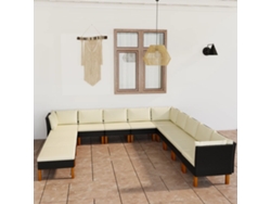 Conjunto de jardín de 12 piezas con cojines en mimbre sintético negro de DKD Home Decor