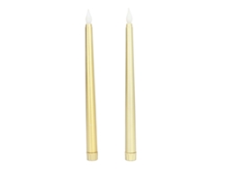 2 Velas Led Cónicas, Sin Llama, Funcionan Con Pilas, Ideales Para Fiestas, Bodas Y Aniversarios, Color Dorado.
