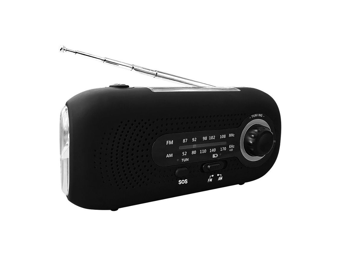 Rádio Meteorológico Solar De Emergência 2000mah Manivela Portátil Rádio Am/fm /preto GERTIZ