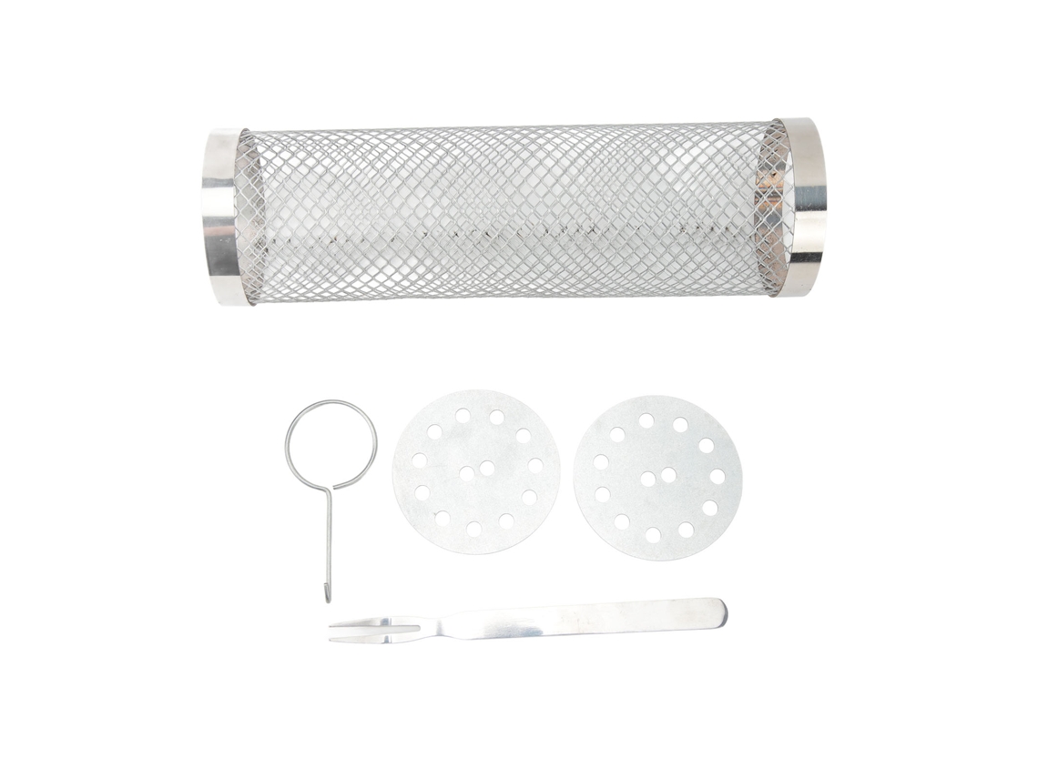 Cesta Cilíndrica De Acero Inoxidable Para Barbacoa Con Malla Metálica Enrollable, Ideal Para Acampadas Y Vacaciones.
