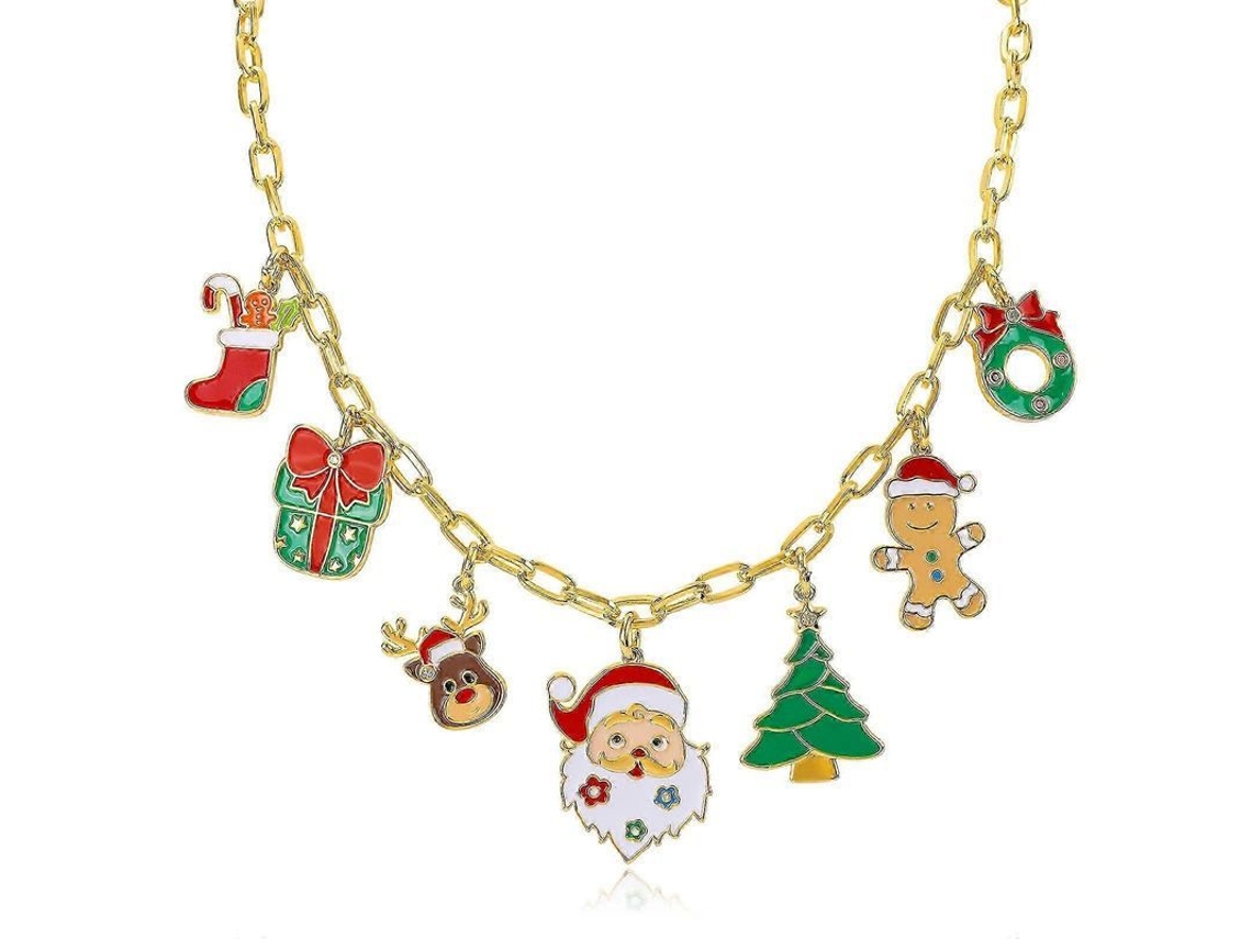 Collar De Encanto Navideño Con Colgantes Festivos Joyería Para Mujeres Ideal Para Regalo De Adultos Estilo 1