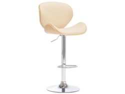 Taburete de bar X1, trona de diseño retro en PVC color crema y acero Dec029465
