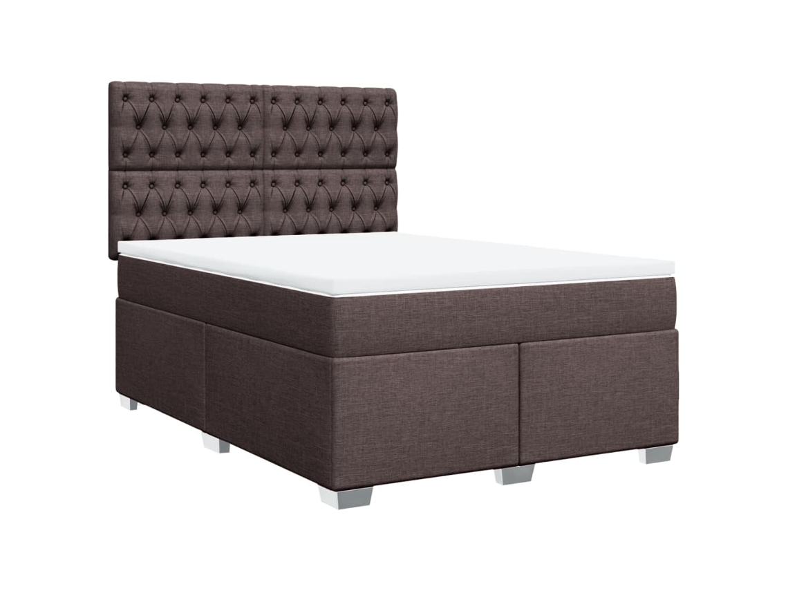 Maison Exclusive - Cama Box Spring Con Colchón Tela Marrón Oscuro 160x200 Cm