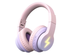 Fones de Ouvido Bluetooth MDUG para Crianças com Luz Led, Microfone e Design Supra auricular (cor de rosa)