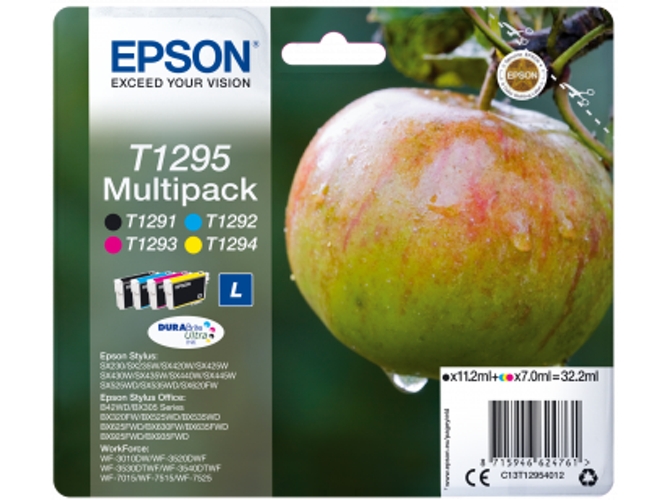 Pack ahorro cartuchos de tinta original EPSON T1295, Manzana, C13T12954012