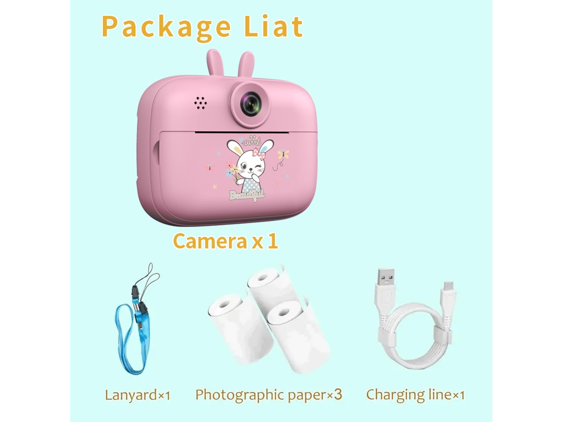 Cámara De Fotos Instantánea Para Niños, Cámara De Impresión Térmica Rosa Hd-S1 CHRUI