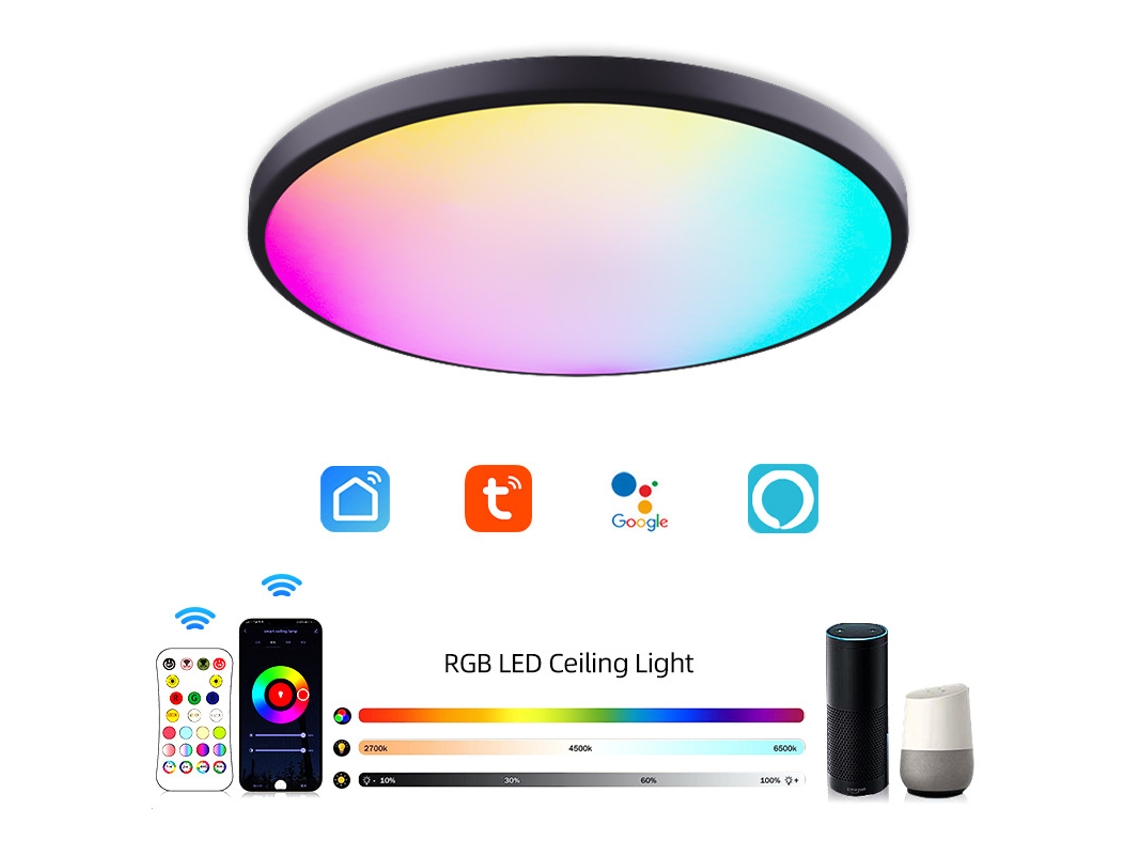 Teto Led Inteligente Tuya 220v~240v Rgb Dimmável Controle Wi-fi, Forma Redonda.