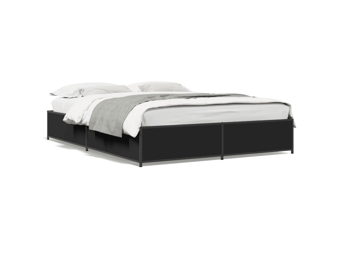 Maison Exclusive - Estructura De Cama Madera De Ingeniería Y Metal Negro 135x190cm