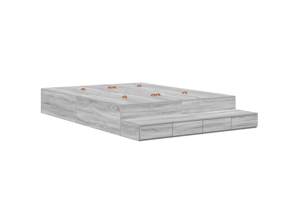 Maison Exclusive - Cama Con Almacenamiento Gris Sonoma 140 Cm Madera Contrachapada