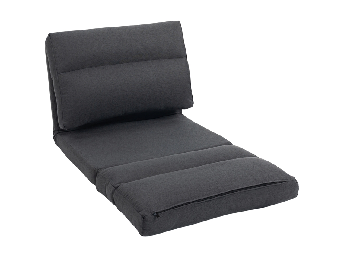 Puf-cama, Encosto Reclinável, Dobrável, Suporta Até 120 Kg, 70 X 72 X 56 Cm, Cinza-escuro
