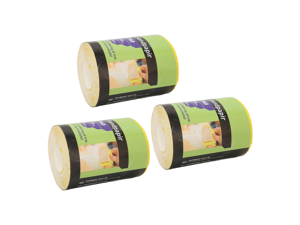 Rollo De Papel De Lija De 3 Piezas, Grano 60, De Óxido De Aluminio Cerámico Para Pulir Y Lijar Superficies Planas, Muebles, Madera Y Plástico.