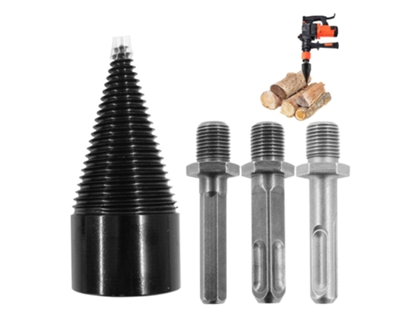 Broca divisora de madera, broca divisora de troncos para leña, destornillador cónico de tornillo de alta resistencia, 42mm con vástago hexagonal ex...