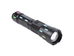 Linterna LED telescópica con zoom láser blanco y banda fluorescente. (negra)
