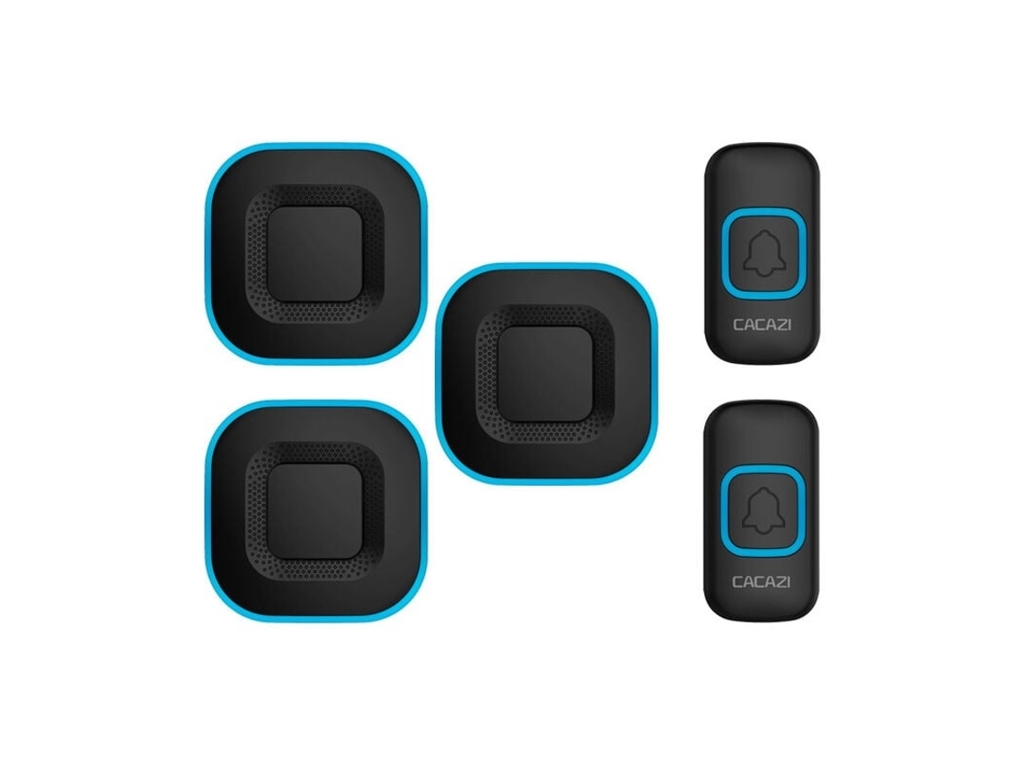 Timbre Inalámbrico, Timbre Led Inteligente Para El Hogar, 3 Tonos De Llamada, 2 Botones, Negro, 38 Tonos Polifónicos Con Un Alcance De 300 Metros. Brilvib_ptg