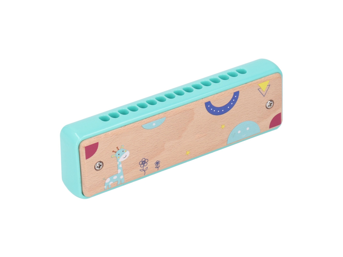 Dan26-armónica De Madera Para Niños 16 Orificios Instrumento Musical Educativo Principiantes Azul