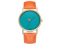 Reloj De Pulsera De Moda Para Mujer Con Correa De Pu, Bisel Redondo Y Movimiento De Cuarzo (naranja)
