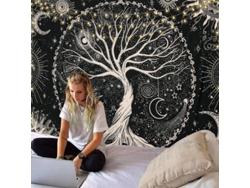 Tapiz Árbol De La Vida Mandala Galaxia Estrellas Estética Negra Bohemio 51"x59"