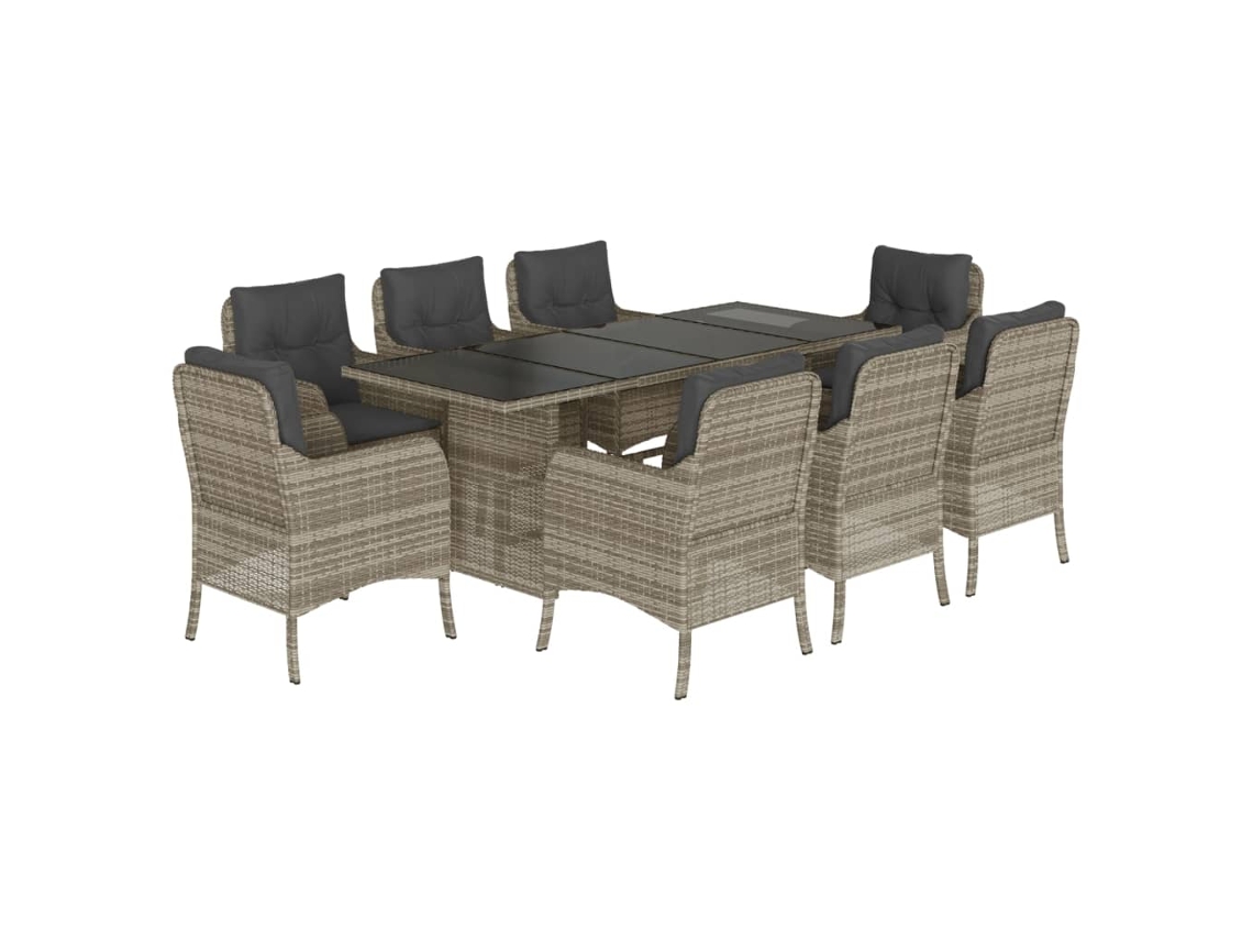 Maison Exclusive - Set Comedor De Jardín 9 Pzas Cojines Ratán Sintético Gris Claro