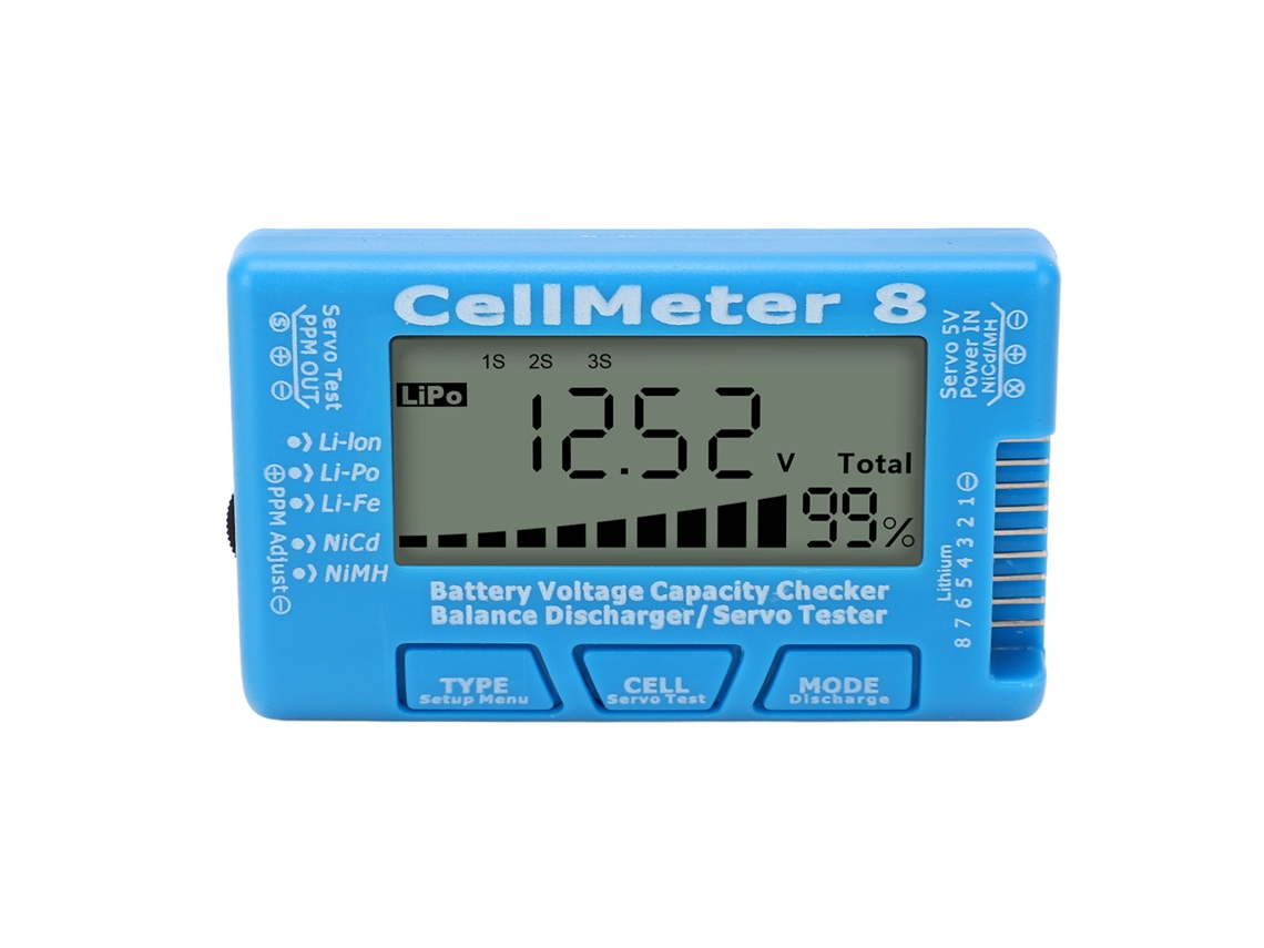 Probador Digital De Capacidad De Batería, Descargador De Servo, Balanceador Lipo Azul