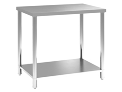 Mesa De Trabajo De Acero Inoxidable Con 2 Estantes, Para Cocina, Garaje, Jardín, 90 X 60 X 86 Cm, Color Plata.