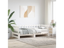 Sofá Cama Extraíble Madera Maciza De Pino Blanco 2x(90x190) Cm