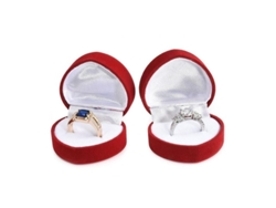 Caja Para Anillos De Terciopelo Rojo Con Forma De Corazón (2 Unidades)