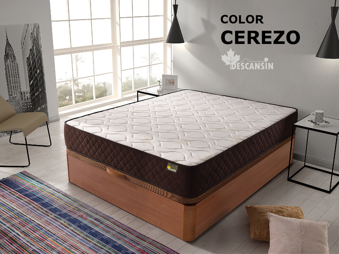Pack Colchon y Canape Abatible DESCANSIN | 105 x 190 | Cerezo | Maxima Comodidad | Gran Almacenaje