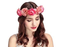 Corona De Flores De Rosas Para Mujer Con Correa Ajustable Para El Cabello, Cascada Floral De Seda.
