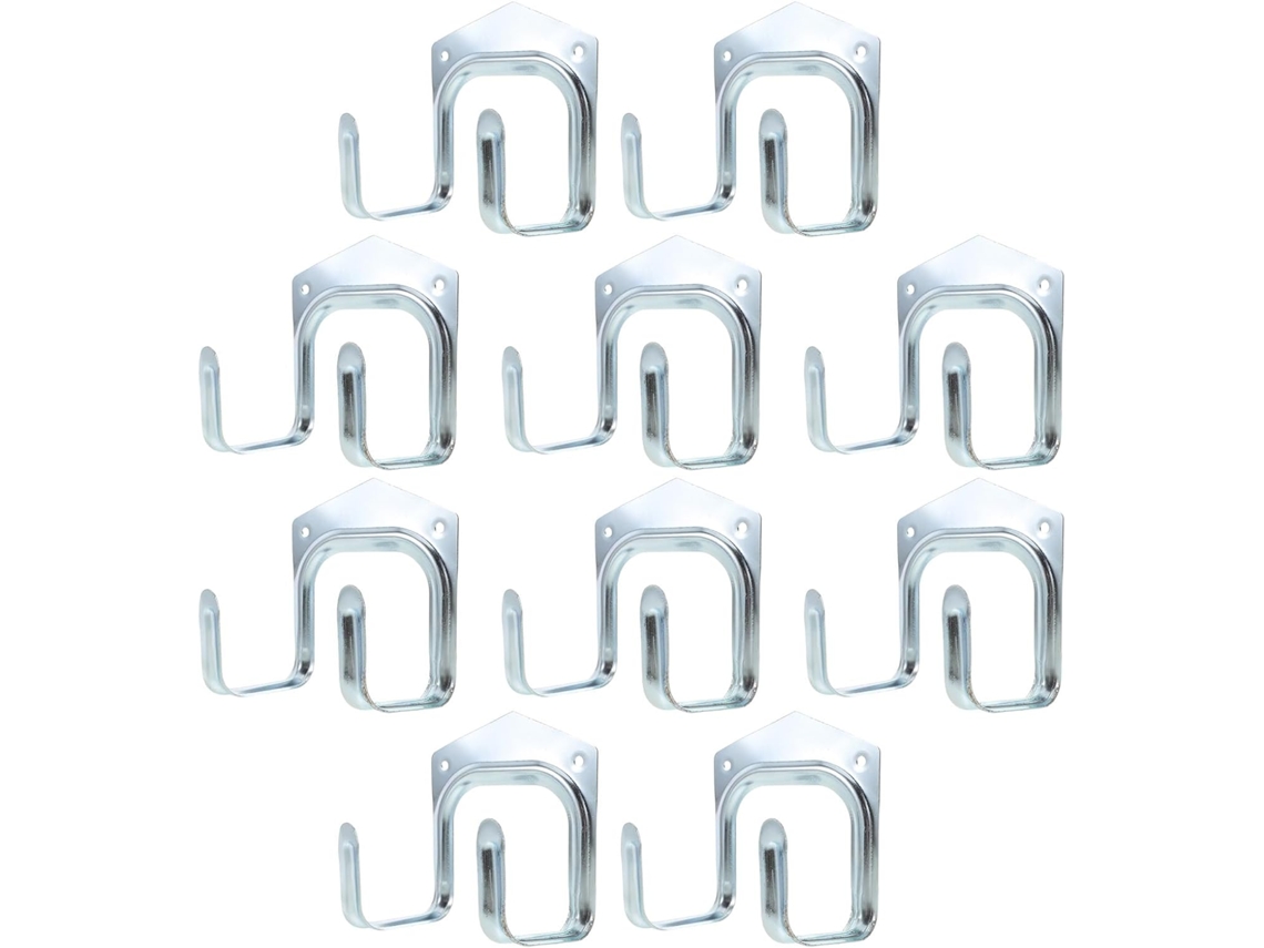 Juego 10 Ganchos Pared Hierro Doble Gancho Tamaño Toallero Perchero Cocina Fijación Tornillo L Baño Aseo